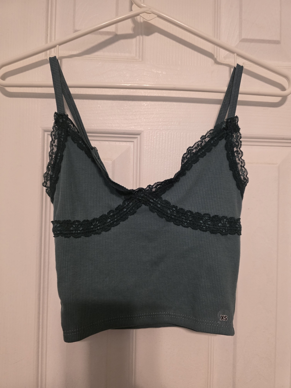 Tilly's Teal Lace-Trim Ribbed Cami Tank